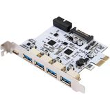 Tkz Lunatic 8550 Pci-e Express To Usb 3.0 Type C Hub Ters çevrilebilir USB-C/Type-C konektör tasarımı 5 Port 7 adede kadar USB 3.0 cihazını destekler 4xUSB 3.0 1xType-C dişi konnektör. Çoklayıcı Kart