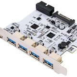 Tkz Lunatic 8550 Pci-e Express To Usb 3.0 Type C Hub Ters çevrilebilir USB-C/Type-C konektör tasarımı 5 Port 7 adede kadar USB 3.0 cihazını destekler 4xUSB 3.0 1xType-C dişi konnektör. Çoklayıcı Kart