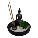 Tmall Home Design Center T. Concept Dekoratif Mini Zen Bahçesi, Buda Heykeli, Zen Felsefesi Ev Ofis Dekorasyonu (Siyah Yuvarlak Metal)