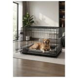 TncPatiShop Büyük Boy Lüx Katlanabilir Köpek Kafesi | İki Kapılı Metal Tel Kedi Köpek Kafes 107x70x78
