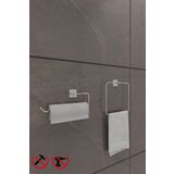 TncPatiShop Kare Krom 2'li Yapışkanlı Banyo Seti | Kare Havluluk Askısı Ve Solo Havluluk Askısı