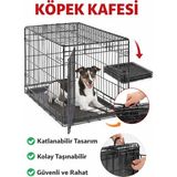 TncPatiShop Katlanabilir Metal Tel Evcil Küçük Hayvan Kedi Köpek Kuş Kafesi Taşınabilir Oyun Parkı 60X40X48 - Siyah