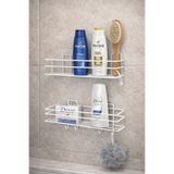 TncPatiShop Yapışkanlı 4 Adet Kancalı Banyo Mutfak Rafı 2 Adet Banyo Duş Duvar Düzenleyici Organizer Raf Beyaz