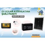 Tnl 25 Watt Monokristal Panel Güneş Enerji Paketi Dış Mekan Kullanımına Uygun 2 Ampüllü Solar Aydınlatma