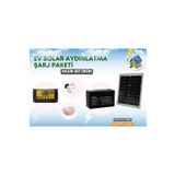 TNL 25 Watt Monokristal Panelli Güneş Enerji Seti 2 Ampüllü Solar Aydınlatma Ve Telefon Şarj