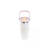 Tnt-8695835423197-Hon Tp750b-025-01-Beyaz Paslanmaz Çelik Katlanır Pipetli Termos Bardak 750Ml
