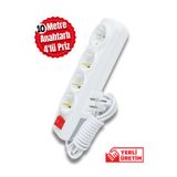 Tntech 10 Metre 4'lü Anahtarlı Kablolu Topraklı Grup Priz 9259