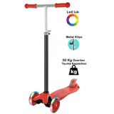 Tntech Metal Mandallı Yükseklik Ayarlı 4 Tekerlekli (ARKA ÇİFT TEKERLEK) Renkli Işıklı Scooter
