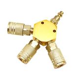 Tnuocke Hava Dağıtıcı 3 Yollu Manifold Altıgen Stil 3 Parça Pirinç Endüstriyel Bağlayıcı ve 1/4" Fiş, Hava Kompresörü Hortum Aksesuarları Hızlı Bağlantı Bağlantı Bağlantı Elemanları H-047
