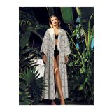 To Bunique Ekru Louis Uzun Kemerli Kimono