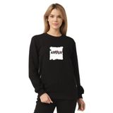 To Cosmos Basic Sweatshirt Amour Baskılı Siyah Unisex, S