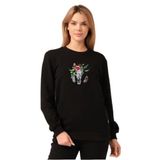 To Cosmos Basic Sweatshirt Boynuz Baskılı Unisex(Erkek-Kadın)) Siyah, Xl