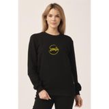 To Cosmos Basic Sweatshirt Smile Baskılı Siyah Unisex, S