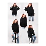 To Cosmos Canada Unisex Oversize Hoodie (Şardonlu -Pamuklu) Sweatshirt Siyah, S