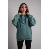 To Cosmos Oversize Hoodie Şapkalı Pro Kuru Kafa Baskılı Mint Yeşili Sweatshirt, L