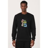 To Cosmos To Cosmos Basic Sweatshirt Never Look Back Baskılı Siyah Unisex, L