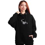 To Cosmos Unisex Oversize Hoodie Siyah Kapüşonlu Sweatshirt, L