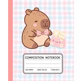 Toasty Capybara Composition Notebook – Kawaii Pink & Blue Gingham Journal with Bow and Toaster | Wide-Ruled | 7.5 x 9.25 in | 120 Pages: Adorable ... for Girls, Kids, and Kawaii Stationery Lovers
