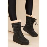 Tobai Siyah Kadın Kar Botu Fermuarlı Ortapedik Tabanlı Kışlık Içi Yünlü Sağlam Model - Siyah - Bej