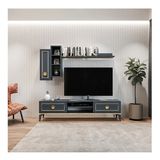Tocco Mobilya Antrasit Mahur Kitaplıklı Raflı Sehpa Tv Ünitesı