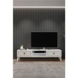 TOCCO MOBİLYA Ceylin Modern 2 Kapaklı Raflı Sehpa Lüx Tv Ünitesi-beyaz