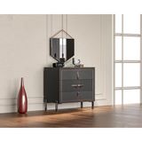 Tocco Platin Modern Tasarımlı 3 Çekmeceli Şifonyer Antrasit Renk 90x84x43 cm
