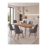 TOCE HOME 6 Kişilik Açılır Masa Sandalye Takımı Mutfak Masası Takımı Salon Masası Yemek Masası Masa Takımı