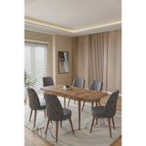 TOCE HOME Kuf Serisi 80X130 Açılabilir Masa Yemek Odası Takımı, Mutfak Takımı 6 Adet Sandalye