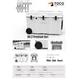 Toco Premium Coolers 90 Lt Premium Tekerlekli Taşınabilir Soğutucu Kamp Buzluğu 90 Qt Kamp ve Araç Termosu Cooler Box - Beyaz