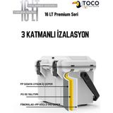 Toco Premium Coolers Taşınabilir Tekerlekli Soğutucu Kamp Buzluğu 45 LT Premium Kamp ve Araç Termosu Cooler Box - Beyaz