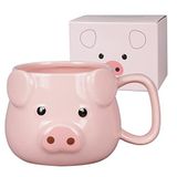 ToCooTo Domuz Kahve Kupası 14 oz Seramik Yenilikçi Kahve Kupası 3D Porselen Çay Kupası Kadınlar için Noel Ev Tatili Doğum Günü Hediyeleri Kadınlar Anne Çocuklar Öğretmen ve En İyi Arkadaş Pembe
