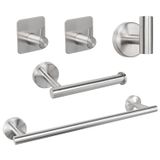 TocTen Banyo Donanım Seti, Kalın Paslanmaz Çelik Banyo Havlusu Bar Seti, Banyo için Havlu Askısı+Tuvalet Kağıdı Tutucu+3 Bornoz Havlu Kancası Duvara Monte Banyo Aksesuar Seti (5 adet, Fırçalanmış