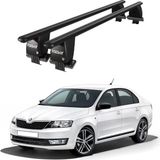 Today Auto Royal Skoda Rapid (2012 ve Sonrası) Uyumlu Siyah Kilitli Ara Atkı Port Bagaj Tavan Barı - Kilitli tavan barı