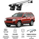 Today Auto Trio-I Jeep Grand Cherokee (2002-2010) Uyumlu Kilitli Ara Atkı 135CM Port Bagaj Tavan Barı - Gri