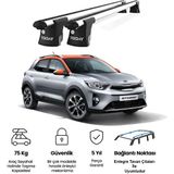 Today Auto Trio-I Kia Stonic (2017 ve Sonrası) Uyumlu Kilitli Ara Atkı 120CM Port Bagaj Tavan Barı - Gri
