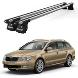 Today Auto Trio-I Skoda Superb Kombi (2009-2015) Uyumlu Kilitli Ara Atkı 120CM Port Bagaj Tavan Barı - Gri - Kilitli tavan barı