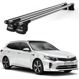 Today Auto Trio-Iı Kia Optima Kombi (2016 ve Sonrası) Uyumlu Kilitli Ara Atkı 120CM Port Bagaj Tavan Barı - Açık Gri