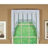 Today's Curtain Adirondack 2 Tonlu Kroşe Swag 38", Beyaz/Mavi, 60W x 38L