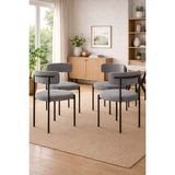 Todek Home Capri 4 Kişilik Teddy Sandalye Takımı - Modern Metal Ayaklı Mutfak ve Yemek Masası Sandalyesi - Gri