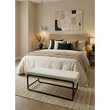 Todek Home Elora Puf Bench - Babyface Kumaş Metal Ayaklı Dikdörtgen Bench - Yatak Odası Salon Antre Için Modern Tasarım - - 120 cm - Bej