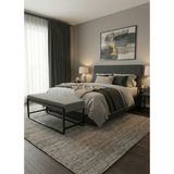 Todek Home Elora Puf Bench - Babyface Kumaş Metal Ayaklı Dikdörtgen Bench - Yatak Odası Salon Antre Için Modern Tasarım - - 120 cm - Cappuccino