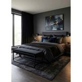 Todek Home Elora Puf Bench - Babyface Kumaş Metal Ayaklı Dikdörtgen Bench - Yatak Odası Salon Antre Için Modern Tasarım - - 120 cm - Siyah