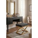 Todek Home Nexus Babyface Kapitoneli Puf - Gold Metal x Ayaklı Modern Bench (50X40 Cm) - 50 x 40 cm - Antrasit