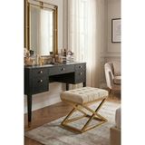 Todek Home Nexus Babyface Kapitoneli Puf - Gold Metal x Ayaklı Modern Bench (50X40 Cm) - 50 x 40 cm - Bej
