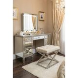 Todek Home Nexus Babyface Kapitoneli Puf - Krom Metal x Ayaklı Modern Bench (50X40 Cm) - 50 x 40 cm - Bej