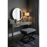 Todek Home Nexus Babyface Kapitoneli Puf - Siyah Metal x Ayaklı Modern Bench (50X40 Cm) - 50 x 40 cm - Antrasit