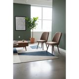 Todek Home Nora 2 Adet Sandalye - Nubuk Kumaşlı Sandalye | Modern Ahşap Ayaklı Yemek & Çalışma Sandalyesi | Minimal Tasarım - Açık Kahve