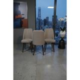Todek Home Nora 3 Adet Sandalye - Nubuk Kumaşlı Sandalye | Modern Ahşap Ayaklı Yemek & Çalışma Sandalyesi | Minimal Tasarım - Cappuccino