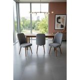 Todek Home Nora 3 Adet Sandalye - Nubuk Kumaşlı Sandalye | Modern Ahşap Ayaklı Yemek & Çalışma Sandalyesi | Minimal Tasarım - Gri