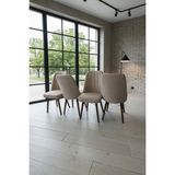 Todek Home Nora 4 Adet Sandalye - Keten Kumaşlı Sandalye | Modern Ahşap Ayaklı Yemek & Çalışma Sandalyesi | Minimal Tasarım - Cappuccino